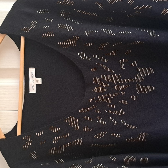 Black And Gold Light Sweater Ftom Cactus + Pearl XXL - Picture 2 of 8